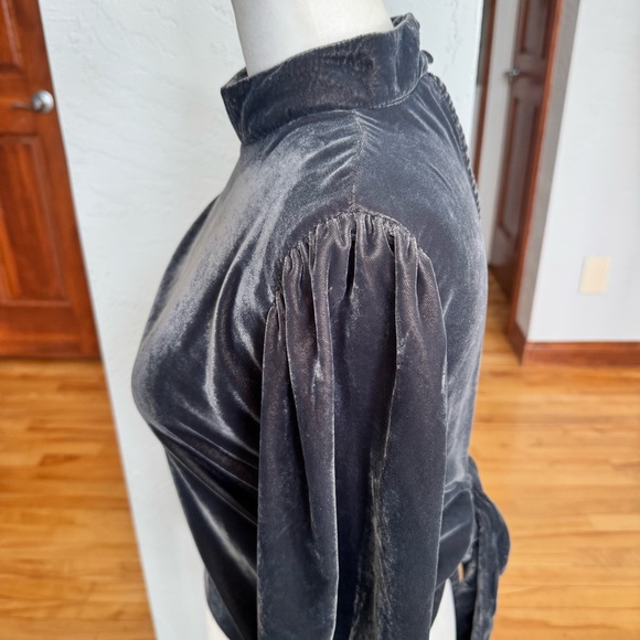 Banana Republic Factory Cropped Open Back Velvet Blouse - Picture 7 of 10